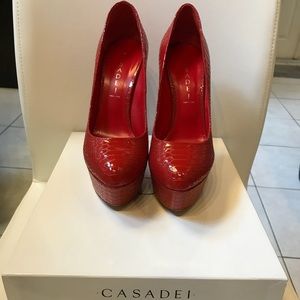 Casadei Red Patent Leather Skin size 9 heels new